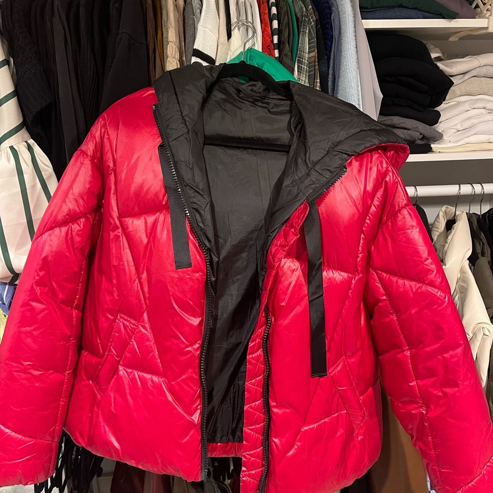 Oversized Red Puffer Jacket Quilted
